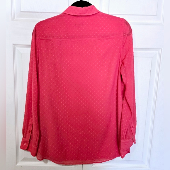 TALBOTS Women's Size Medium Petite Coral Textured Button Down Flowy Shirt - Picture 2 of 2